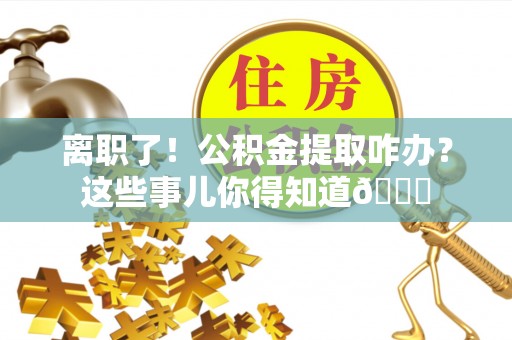 临颍离职了！公积金提取咋办？这些事儿你得知道😎